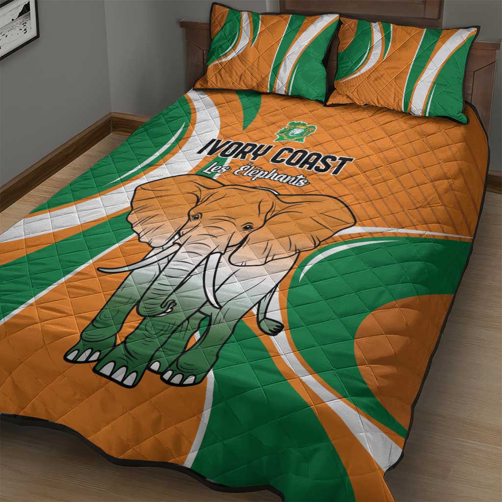 Ivory Coast Football Quilt Bed Set Les Elephants Spirit - Wonder Print Shop