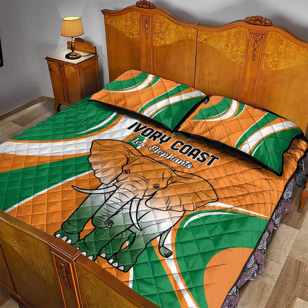 Ivory Coast Football Quilt Bed Set Les Elephants Spirit - Wonder Print Shop