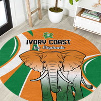 Ivory Coast Football Round Carpet Les Elephants Spirit - Wonder Print Shop
