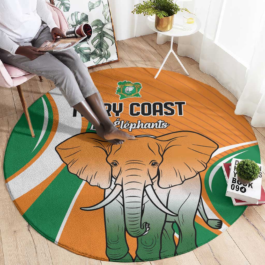 Ivory Coast Football Round Carpet Les Elephants Spirit - Wonder Print Shop
