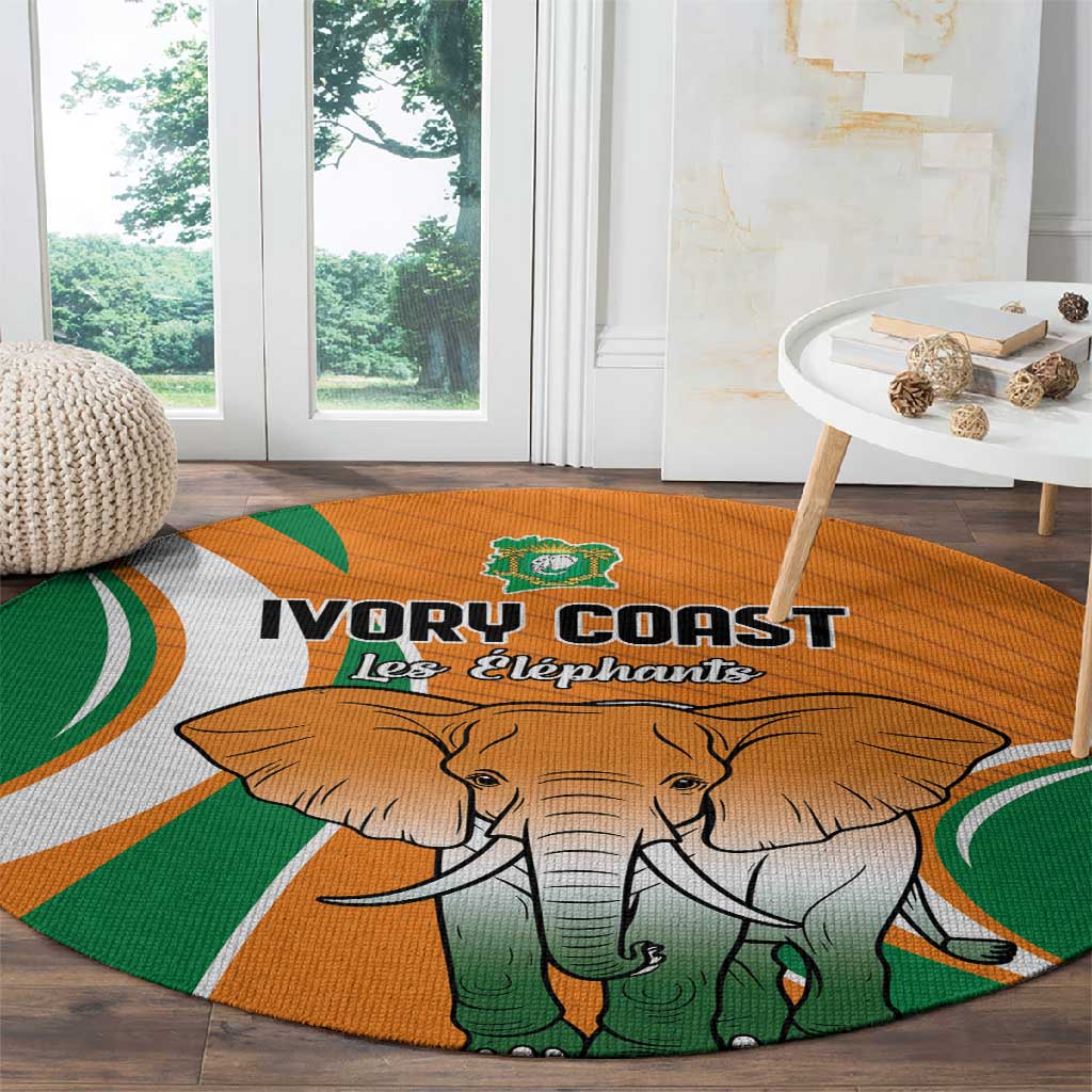 Ivory Coast Football Round Carpet Les Elephants Spirit - Wonder Print Shop