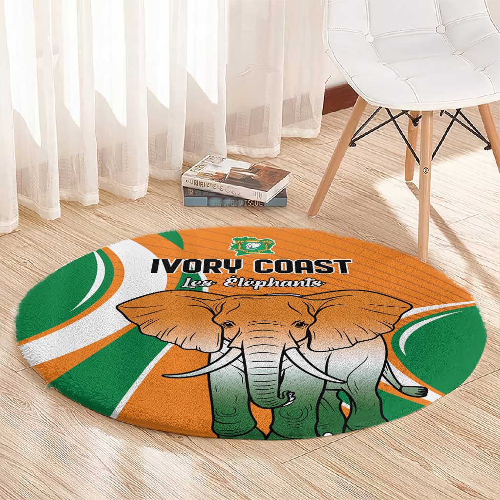 Ivory Coast Football Round Carpet Les Elephants Spirit - Wonder Print Shop