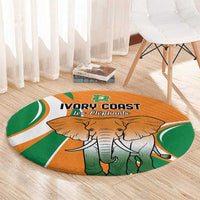 Ivory Coast Football Round Carpet Les Elephants Spirit - Wonder Print Shop
