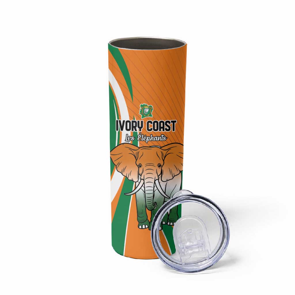 Custom Ivory Coast Football Skinny Tumbler Les Elephants Spirit - Wonder Print Shop