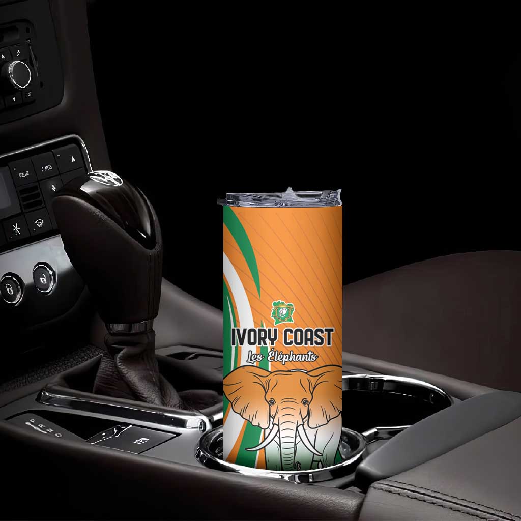 Custom Ivory Coast Football Skinny Tumbler Les Elephants Spirit - Wonder Print Shop