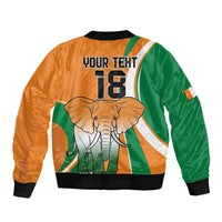 Custom Ivory Coast Football Sleeve Zip Bomber Jacket Les Elephants Spirit - Wonder Print Shop
