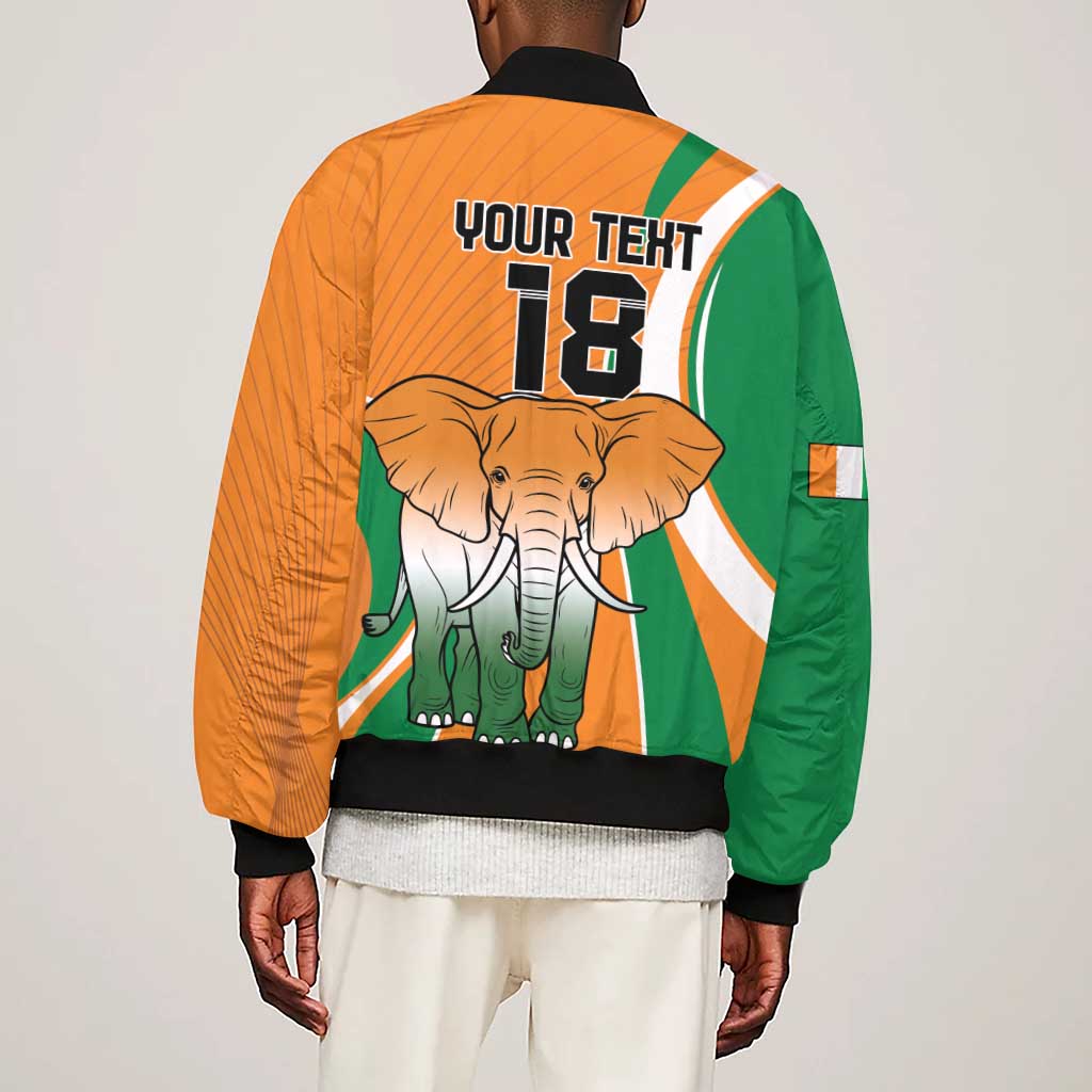 Custom Ivory Coast Football Sleeve Zip Bomber Jacket Les Elephants Spirit - Wonder Print Shop