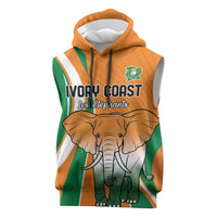 Custom Ivory Coast Football Sleeveless Hoodie Les Elephants Spirit - Wonder Print Shop