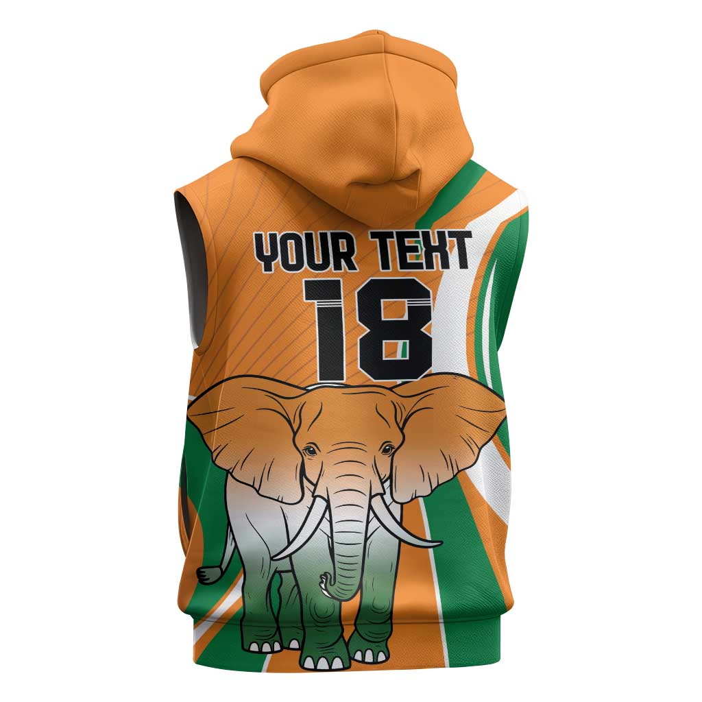 Custom Ivory Coast Football Sleeveless Hoodie Les Elephants Spirit - Wonder Print Shop