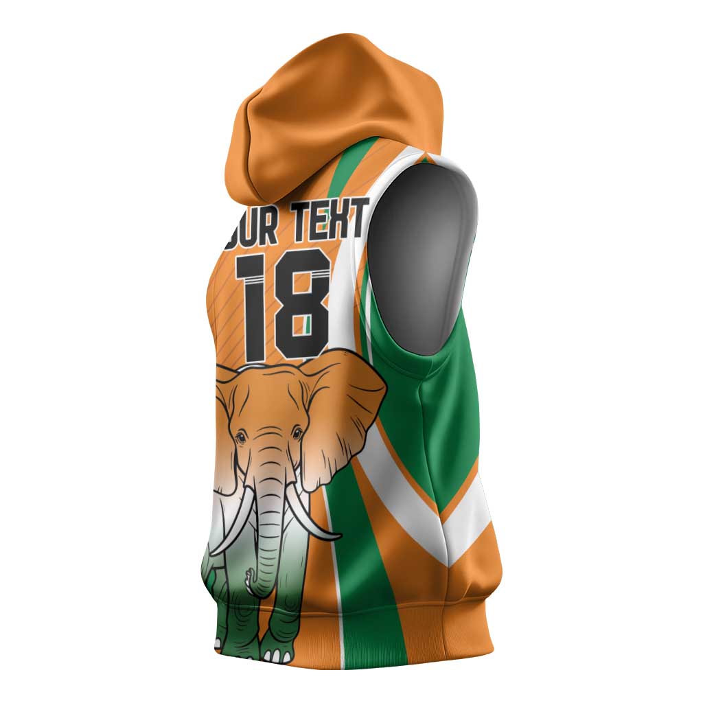 Custom Ivory Coast Football Sleeveless Hoodie Les Elephants Spirit - Wonder Print Shop