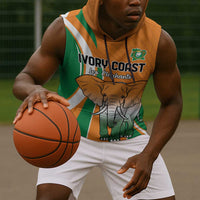 Custom Ivory Coast Football Sleeveless Hoodie Les Elephants Spirit - Wonder Print Shop