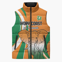 Custom Ivory Coast Football Sleeveless Puffer Jacket Les Elephants Spirit - Wonder Print Shop