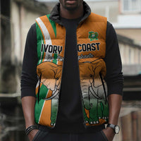 Custom Ivory Coast Football Sleeveless Puffer Jacket Les Elephants Spirit - Wonder Print Shop