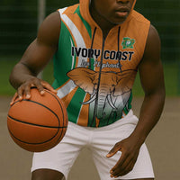 Custom Ivory Coast Football Sleeveless Zip Hoodie Les Elephants Spirit - Wonder Print Shop