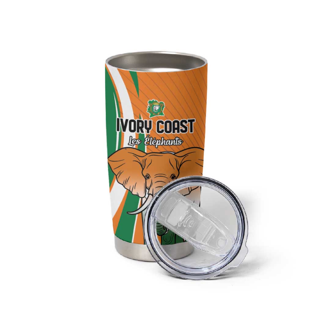Custom Ivory Coast Football Tumbler Cup Les Elephants Spirit - Wonder Print Shop