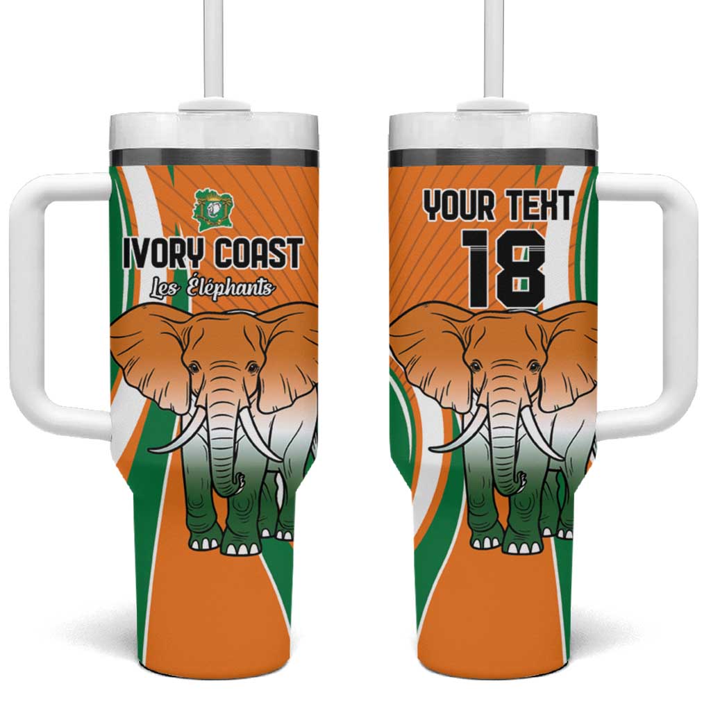 Custom Ivory Coast Football Tumbler With Handle Les Elephants Spirit - Wonder Print Shop