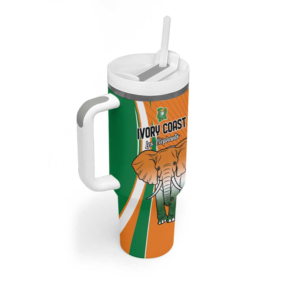 Custom Ivory Coast Football Tumbler With Handle Les Elephants Spirit - Wonder Print Shop