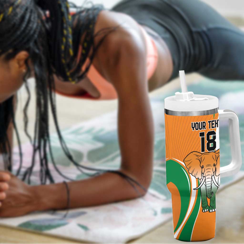 Custom Ivory Coast Football Tumbler With Handle Les Elephants Spirit - Wonder Print Shop