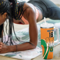 Custom Ivory Coast Football Tumbler With Handle Les Elephants Spirit - Wonder Print Shop