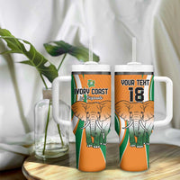 Custom Ivory Coast Football Tumbler With Handle Les Elephants Spirit - Wonder Print Shop