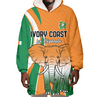 Custom Ivory Coast Football Wearable Blanket Hoodie Les Elephants Spirit - Wonder Print Shop