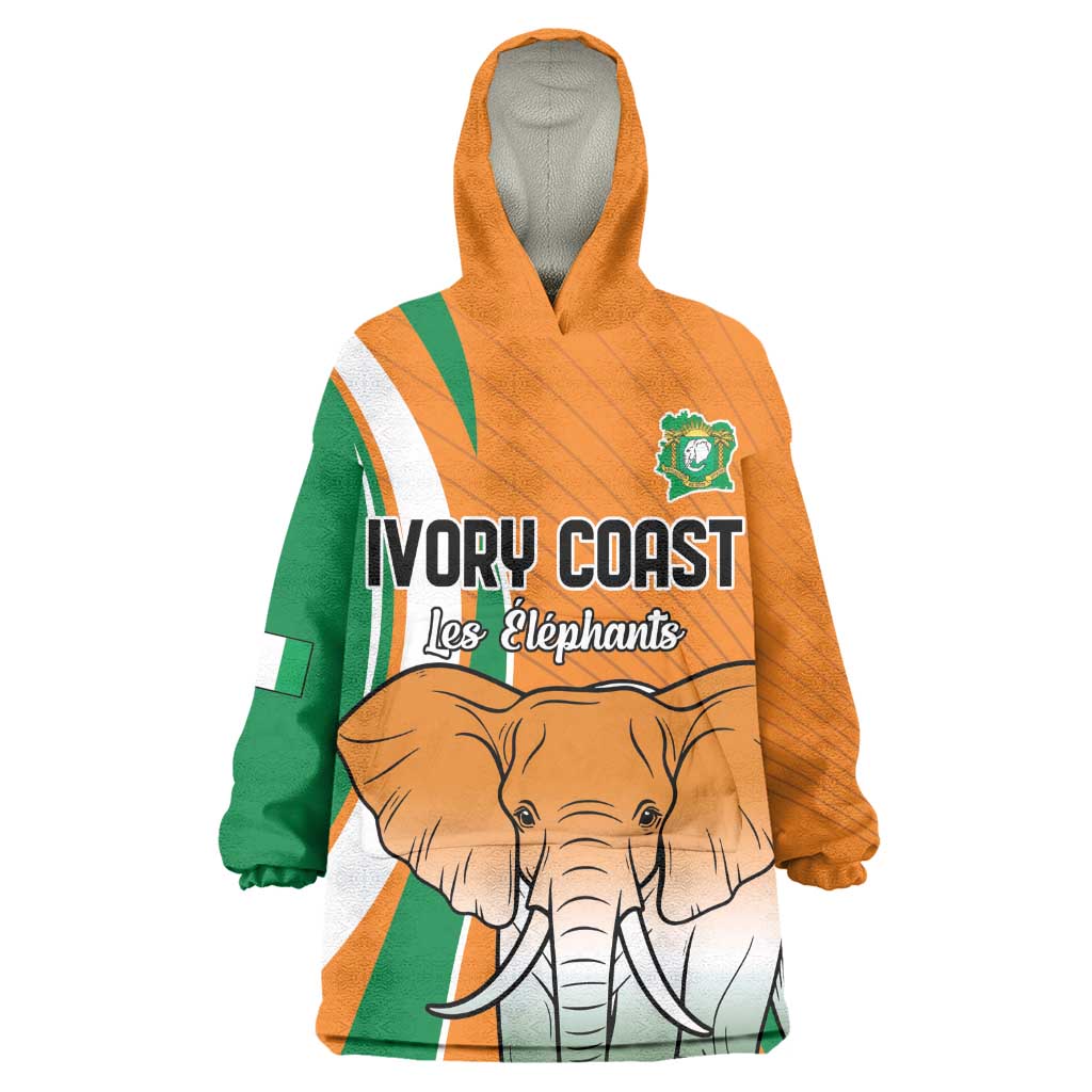 Custom Ivory Coast Football Wearable Blanket Hoodie Les Elephants Spirit - Wonder Print Shop