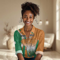 Custom Ivory Coast Football Women Casual Shirt Les Elephants Spirit - Wonder Print Shop