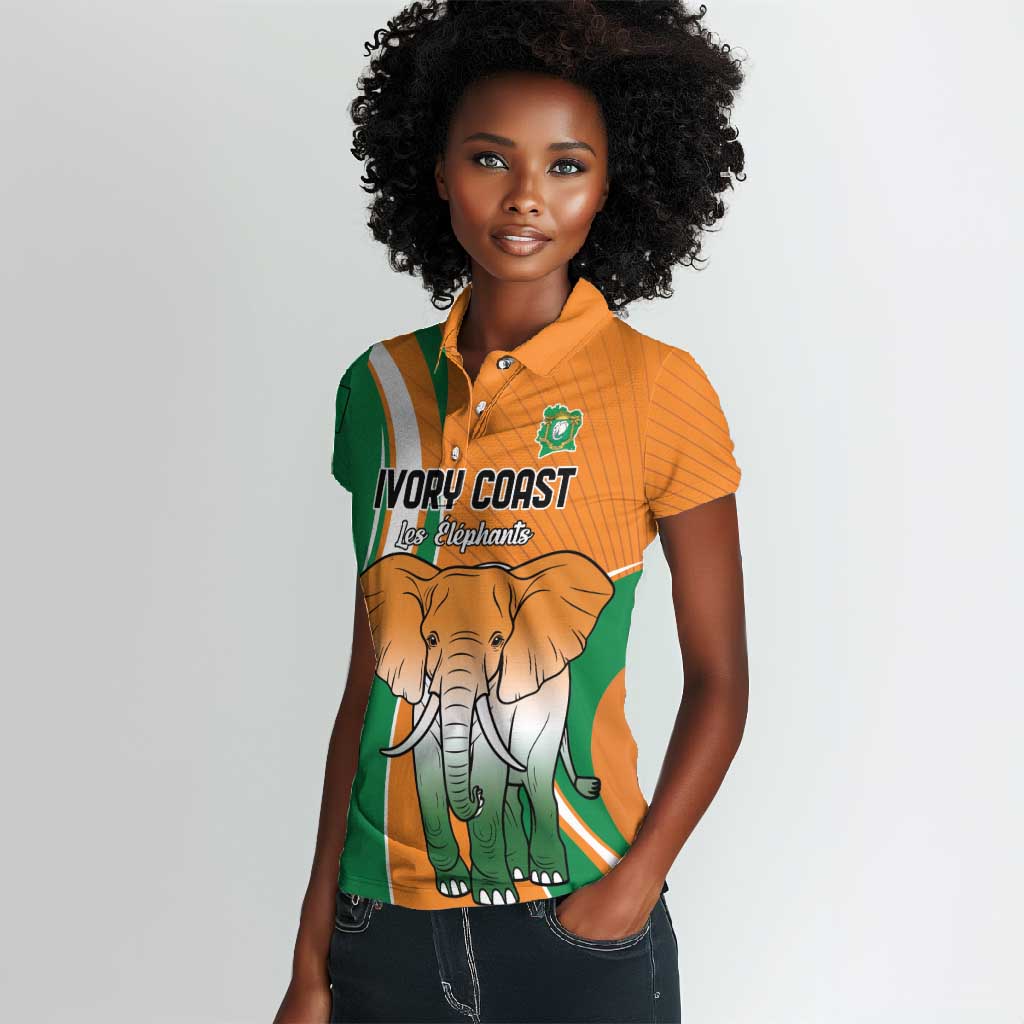 Custom Ivory Coast Football Women Polo Shirt Les Elephants Spirit LT18