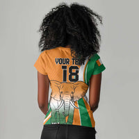 Custom Ivory Coast Football Women V-Neck T-Shirt Les Elephants Spirit LT18