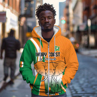 Custom Ivory Coast Football Zip Hoodie Les Elephants Spirit - Wonder Print Shop