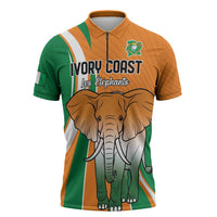 Custom Ivory Coast Football Zipper Polo Shirt Les Elephants Spirit - Wonder Print Shop