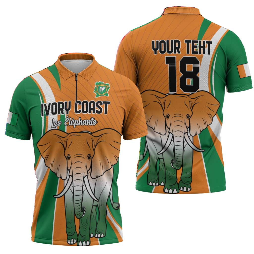Custom Ivory Coast Football Zipper Polo Shirt Les Elephants Spirit - Wonder Print Shop