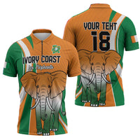 Custom Ivory Coast Football Zipper Polo Shirt Les Elephants Spirit - Wonder Print Shop