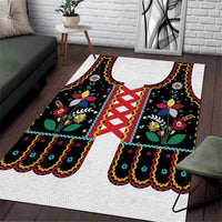 Vintage Polish Gorsecik Area Rug Slavic Floral Folk Art