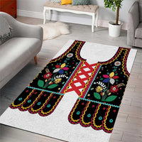 Vintage Polish Gorsecik Area Rug Slavic Floral Folk Art