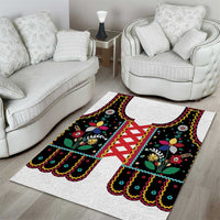 Vintage Polish Gorsecik Area Rug Slavic Floral Folk Art