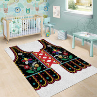 Vintage Polish Gorsecik Area Rug Slavic Floral Folk Art