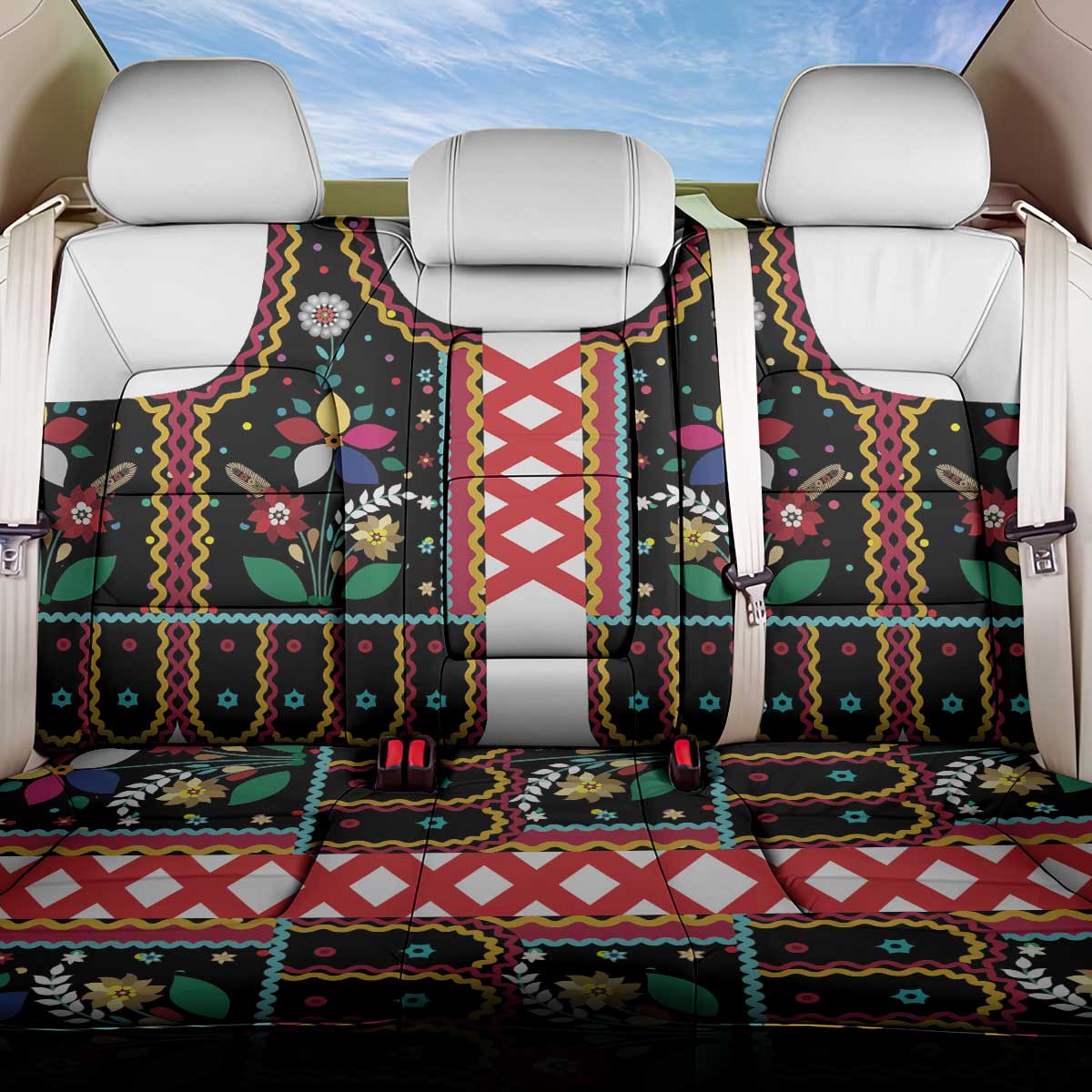 Vintage Polish Gorsecik Back Car Seat Cover Slavic Floral Folk Art