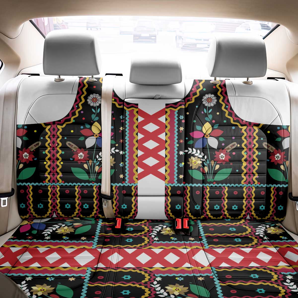 Vintage Polish Gorsecik Back Car Seat Cover Slavic Floral Folk Art