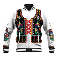 Vintage Polish Gorsecik Baseball Jacket Slavic Floral Folk Art
