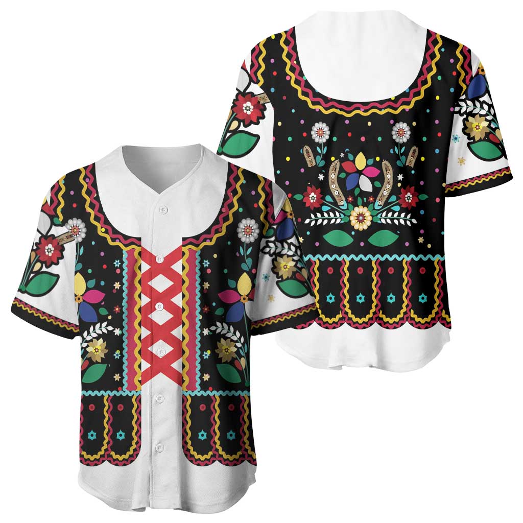 Vintage Polish Gorsecik Baseball Jersey Slavic Floral Folk Art