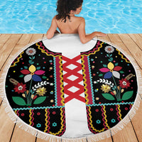 Vintage Polish Gorsecik Beach Blanket Slavic Floral Folk Art