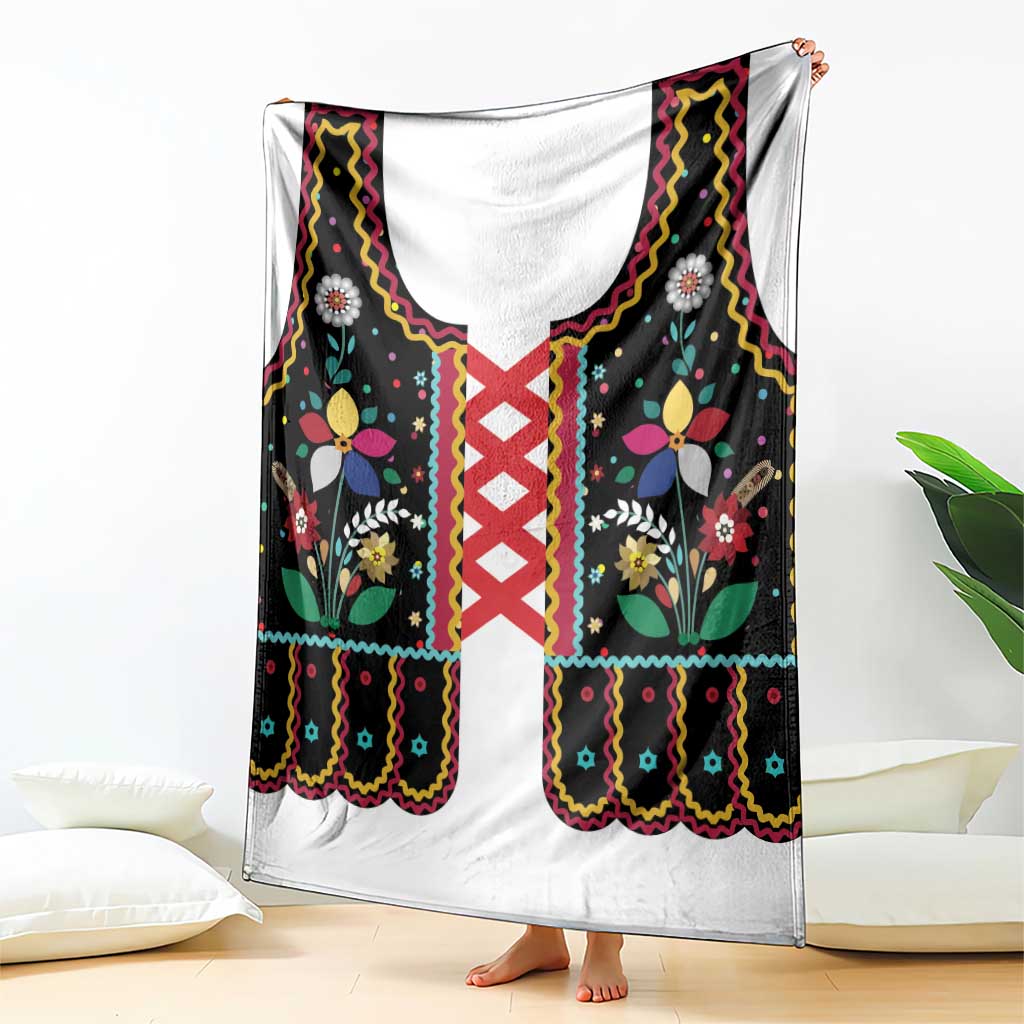 Vintage Polish Gorsecik Blanket Slavic Floral Folk Art