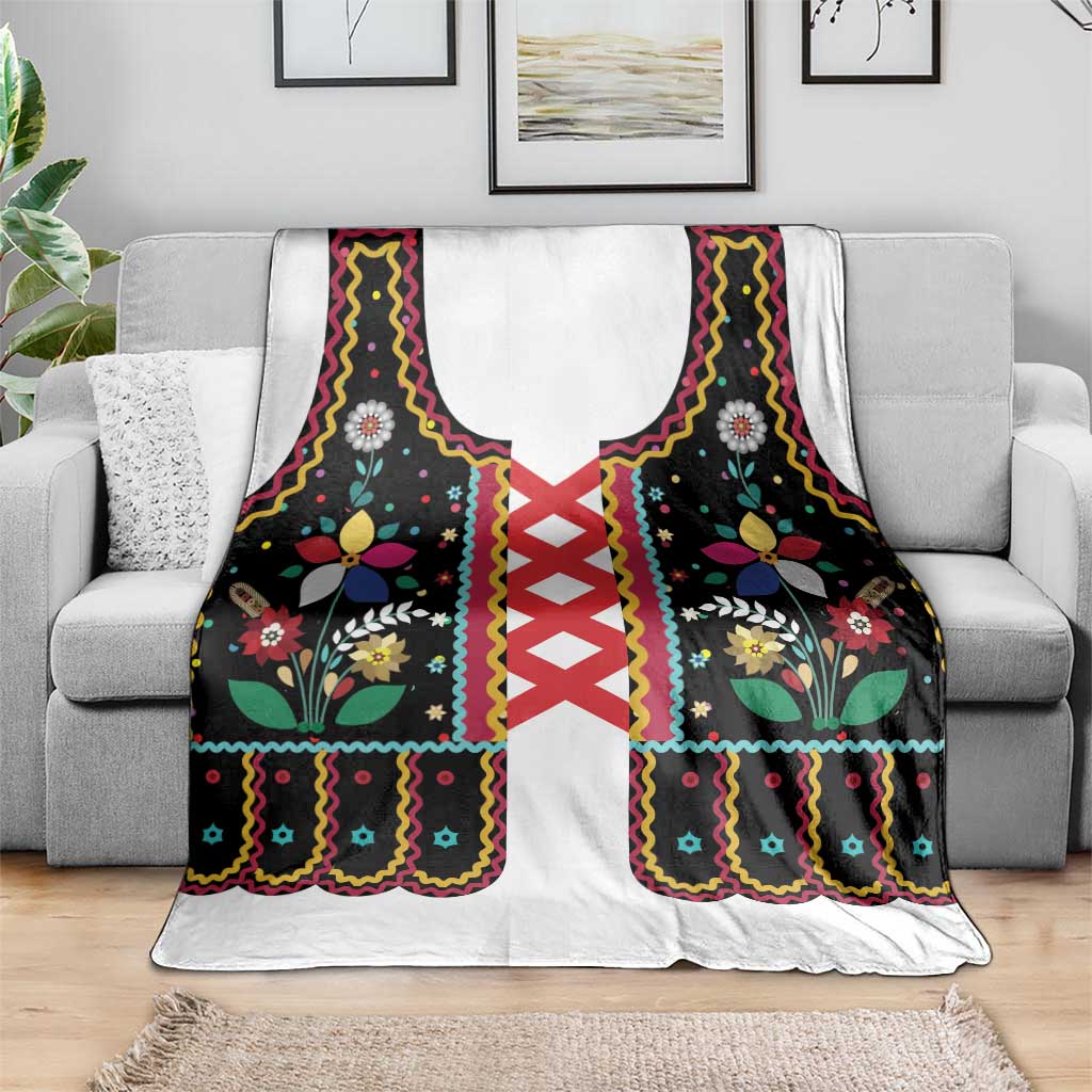 Vintage Polish Gorsecik Blanket Slavic Floral Folk Art