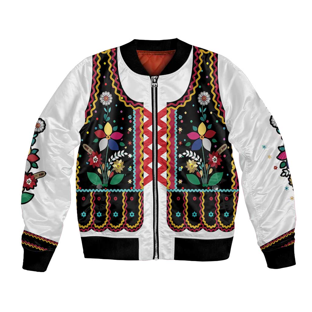Vintage Polish Gorsecik Bomber Jacket Slavic Floral Folk Art