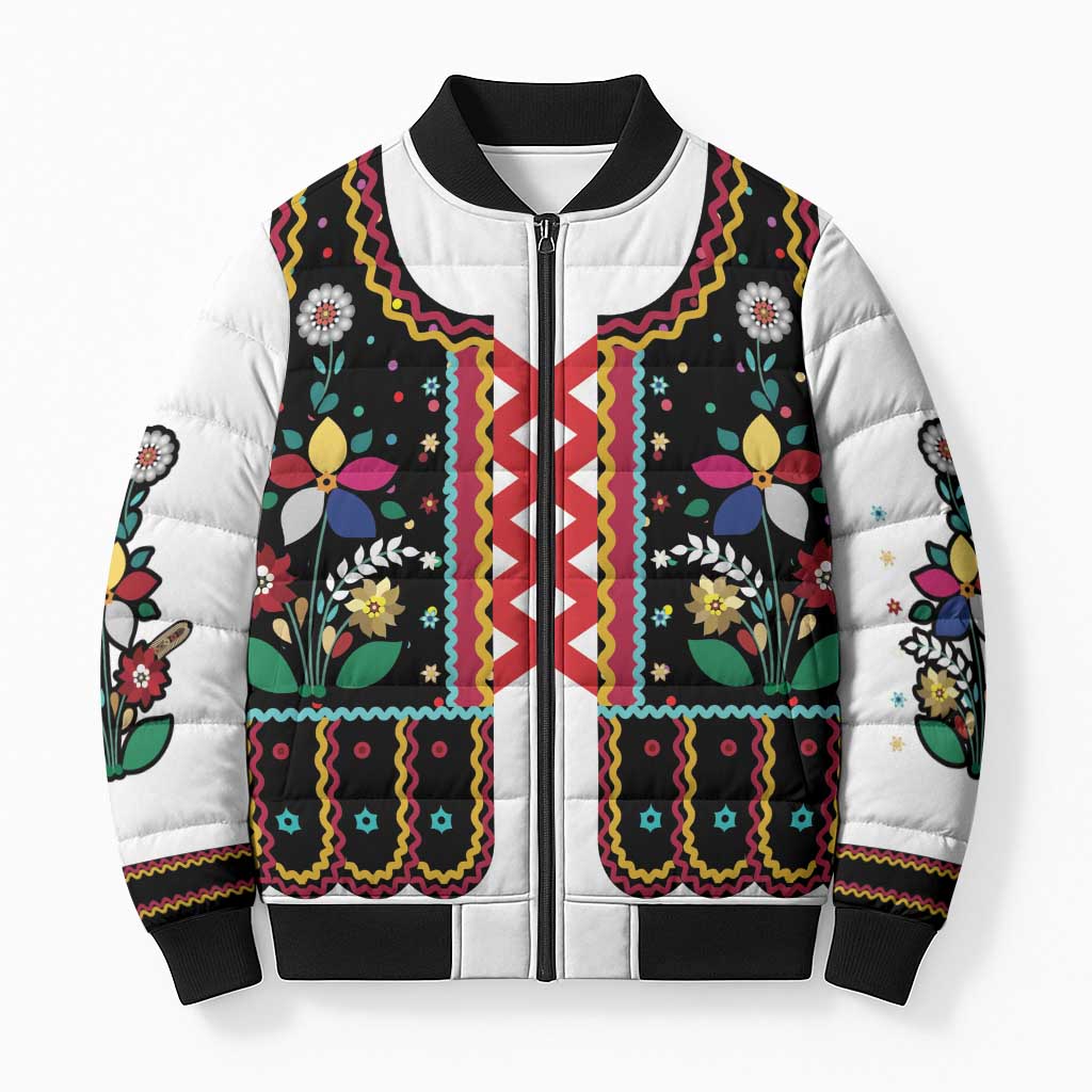 Vintage Polish Gorsecik Bomber Puffer Jacket Slavic Floral Folk Art