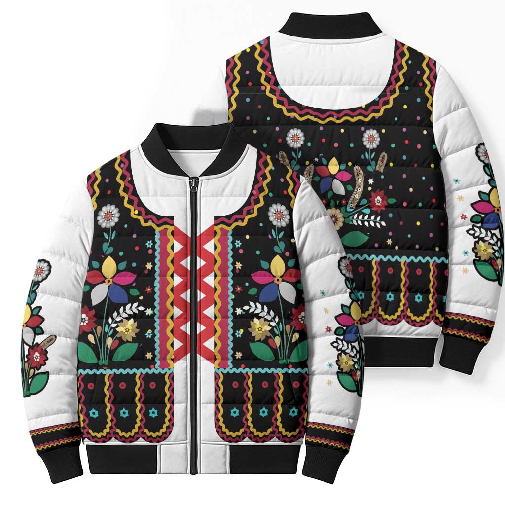 Vintage Polish Gorsecik Bomber Puffer Jacket Slavic Floral Folk Art