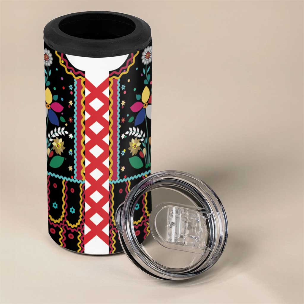 Vintage Polish Gorsecik 4 in 1 Can Cooler Tumbler Slavic Floral Folk Art
