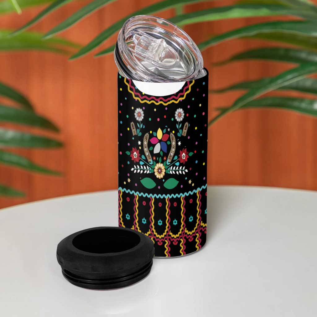 Vintage Polish Gorsecik 4 in 1 Can Cooler Tumbler Slavic Floral Folk Art