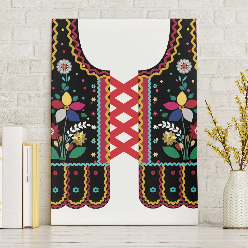 Vintage Polish Gorsecik Canvas Wall Art Slavic Floral Folk Art